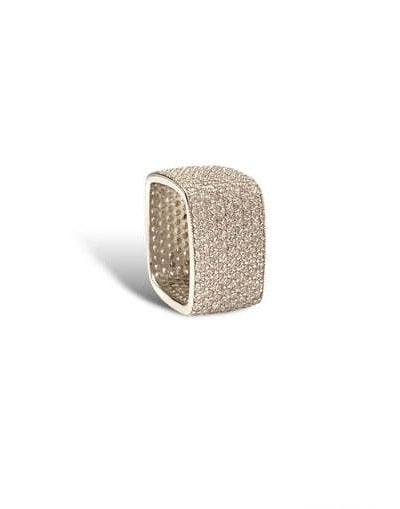 White gold Camila eternity ring with continuous round diamonds in a sleek band.