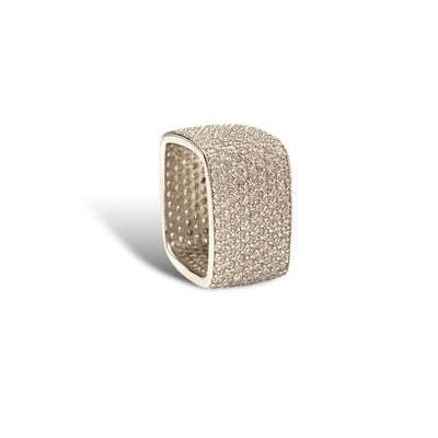 Camila Eternity Ring in sleek silver metal with a continuous band of round brilliant-cut diamonds.