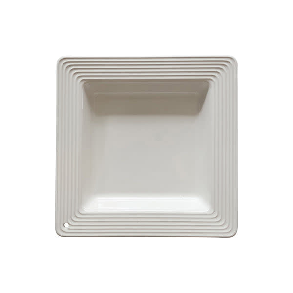 Striped candy napkin holder with a square silhouette in white and red.