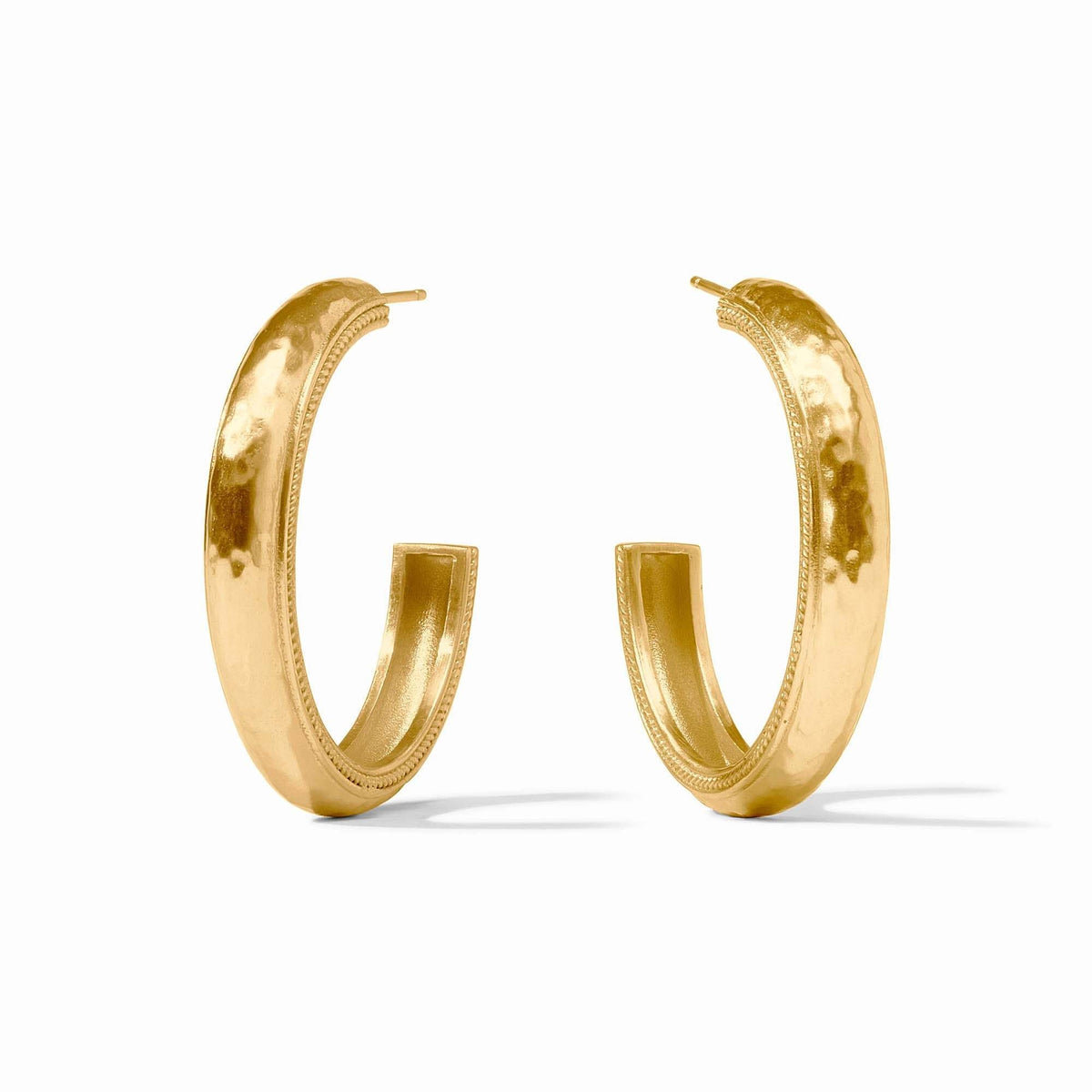 Large gold-plated hoop earring with post back