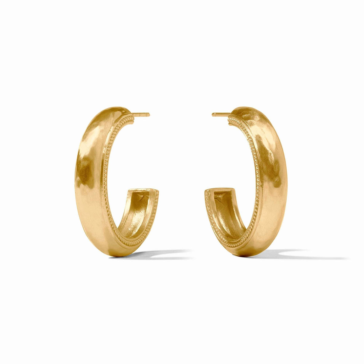 Medium gold hoop earring with post back