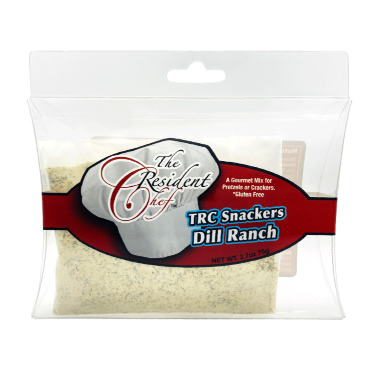 Bag of Dill Ranch Snacker seasoning mix with visible pretzels inside.