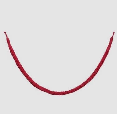 Red polyester braided yarn garland with a twisted rope texture.