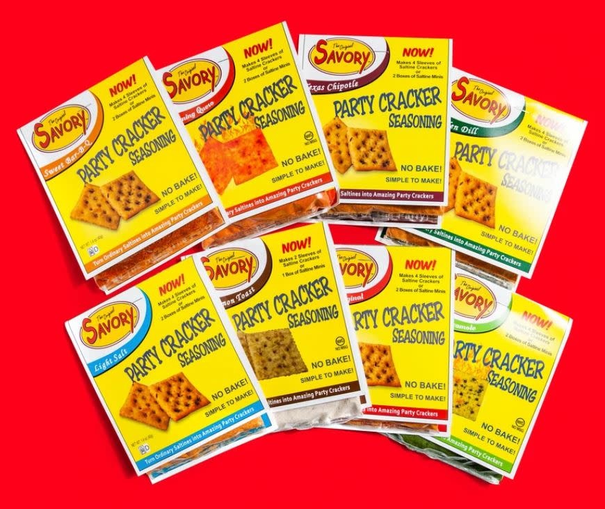 Savory Seasoning spice blend container with cinnamon toast flavor.