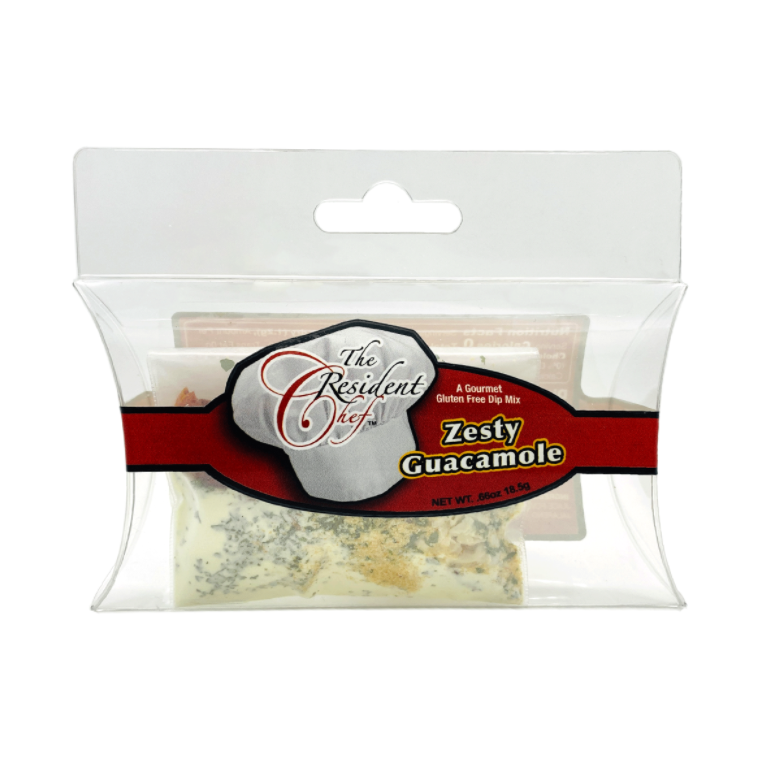The Resident Chef Zesty Guacamole Gluten Free Dip Mix packet with a chef hat logo.