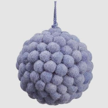 4"POMPON BALL ORNAMENT BL