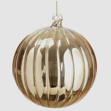 6-inch gold glass ball ornament with a smooth spherical shape.