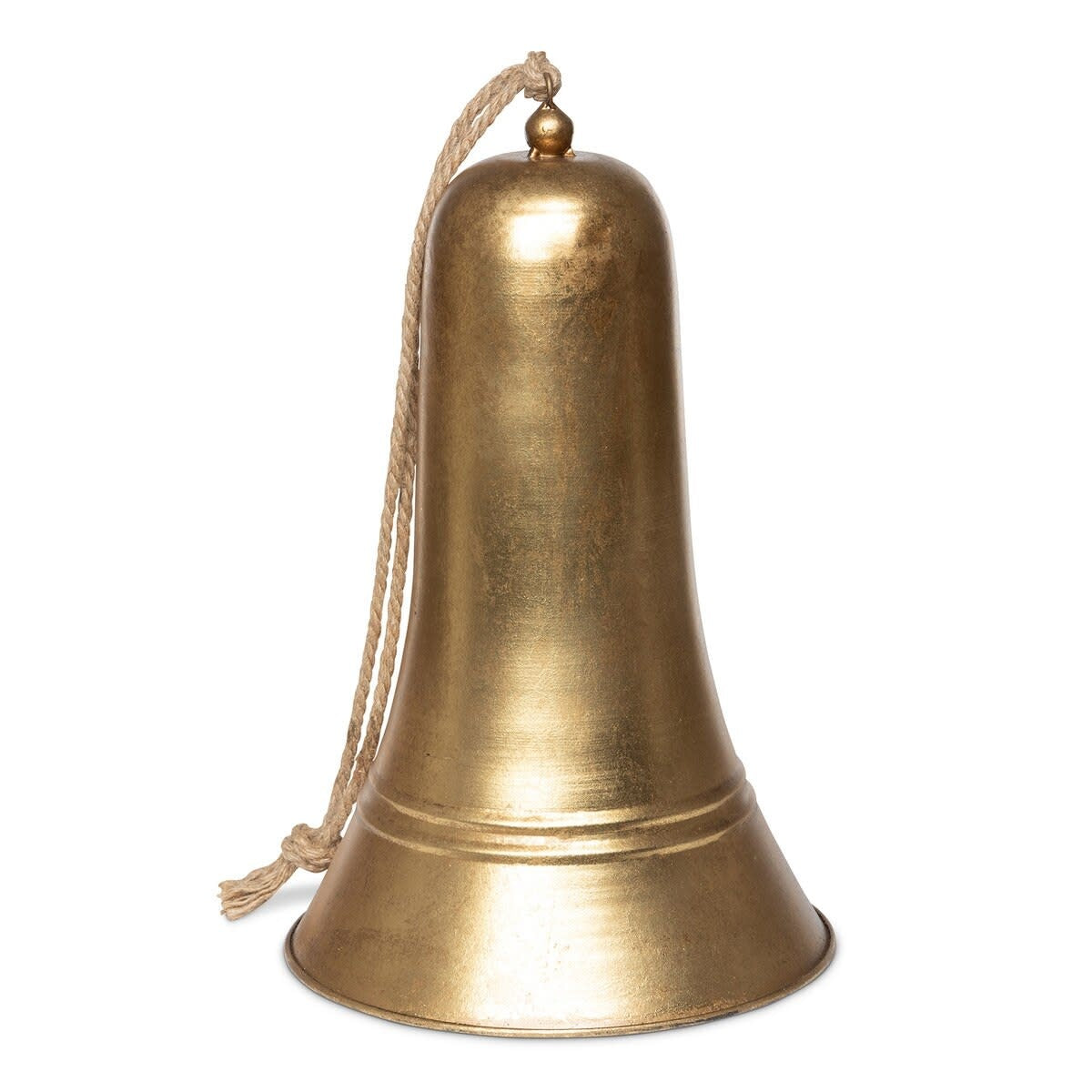 Antique gold metal bell with a classic carillon shape featuring intricate hand-carved detailing.