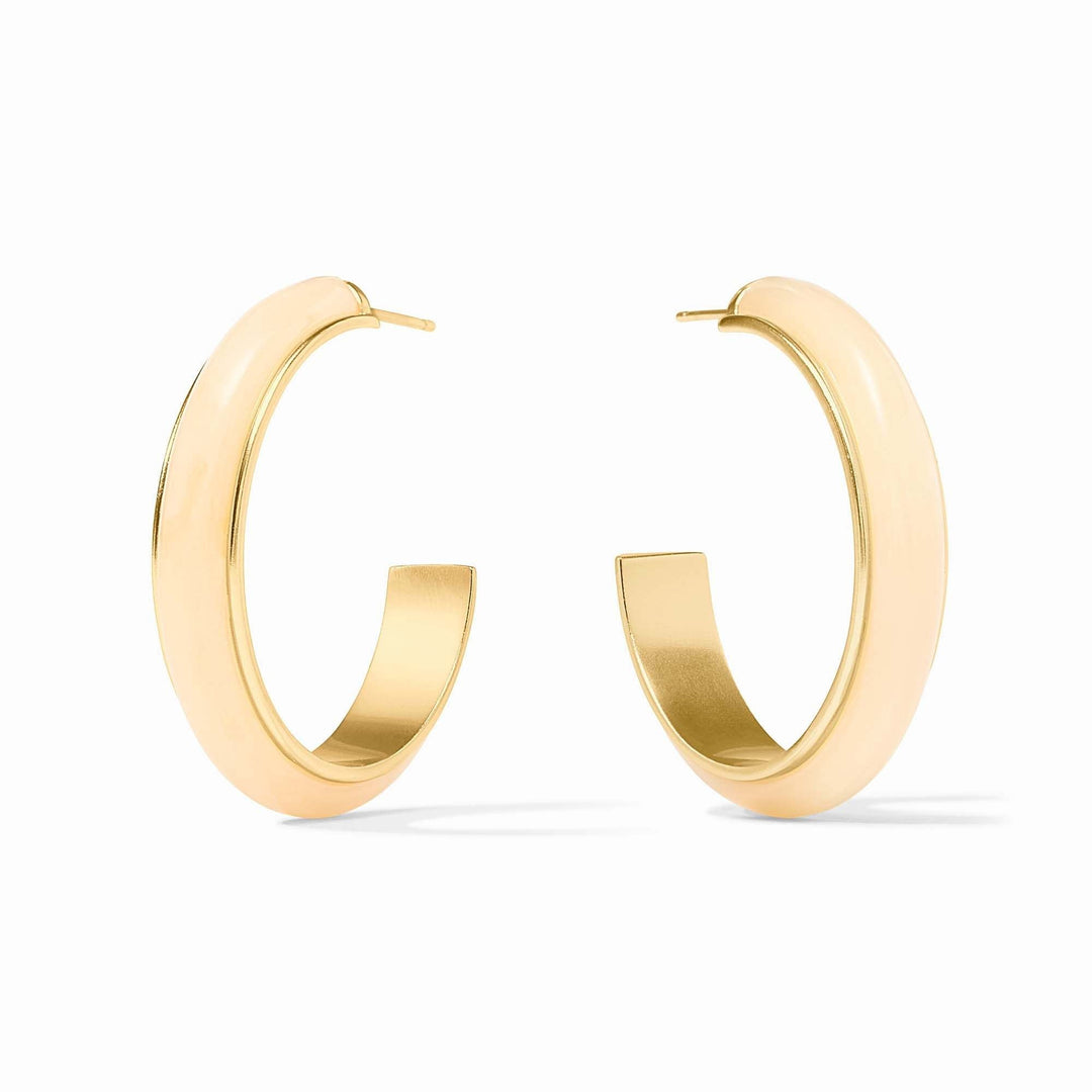 Ivory Carnaby hoop earrings with a polished acetate post and 24K gold-plated finish.