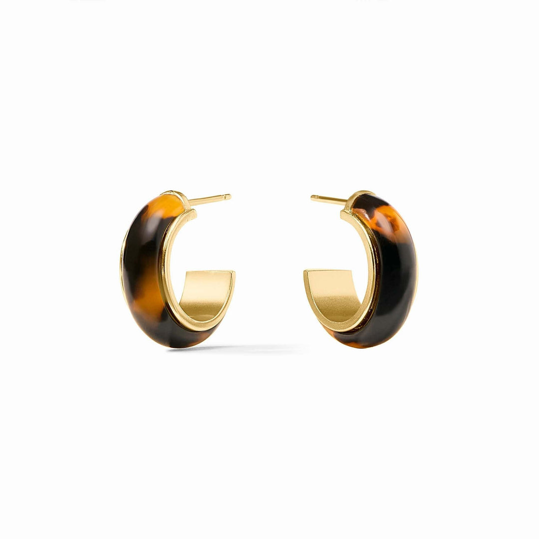Tortoiseshell-acetate hoop earring with a gold-plated silhouette and post-back closure.