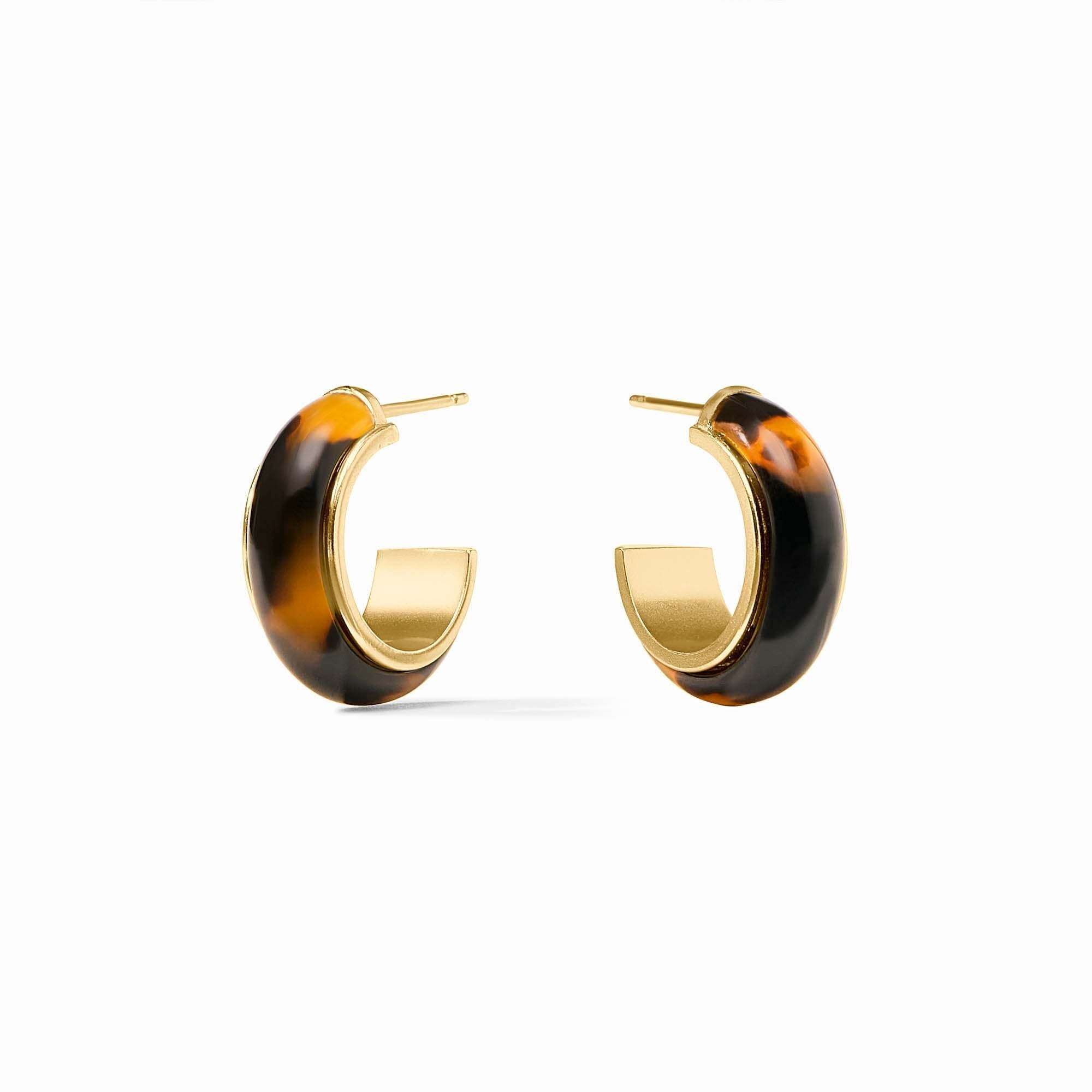 Tortoiseshell-acetate hoop earring with a gold-plated silhouette and post-back closure.