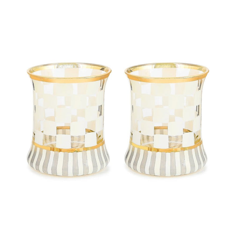Hand-painted white Carnival tumbler glass with gold lustre embellishment