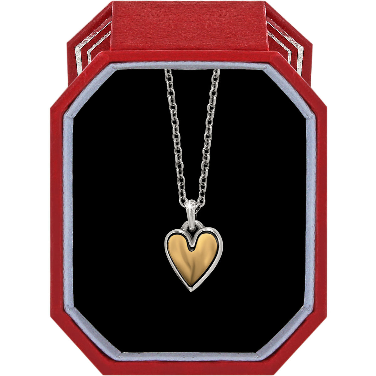 Silver-gold two-tone adjustable necklace with lobster claw closure in exclusive Brighton gift box