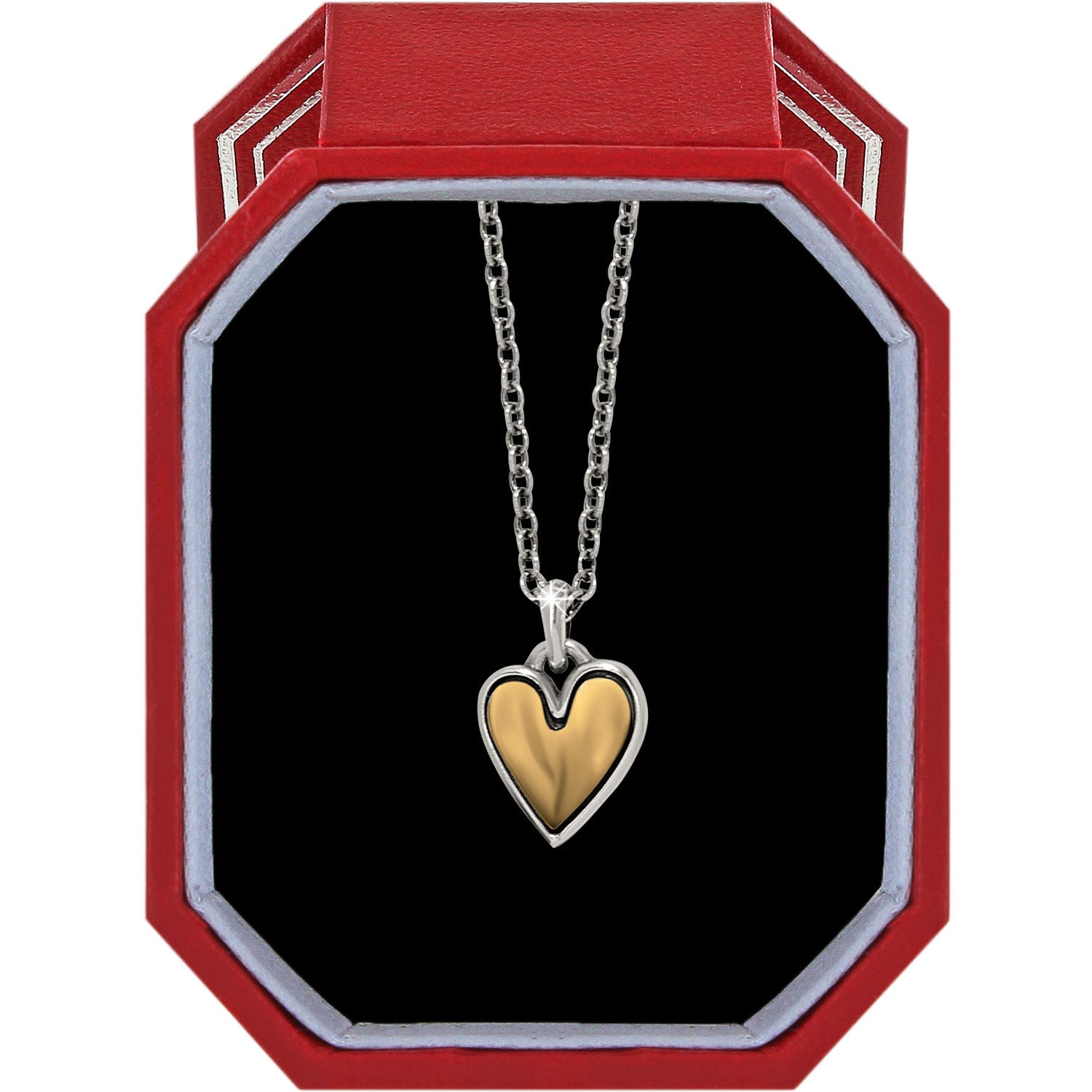 Silver-gold two-tone adjustable necklace with lobster claw closure in exclusive Brighton gift box