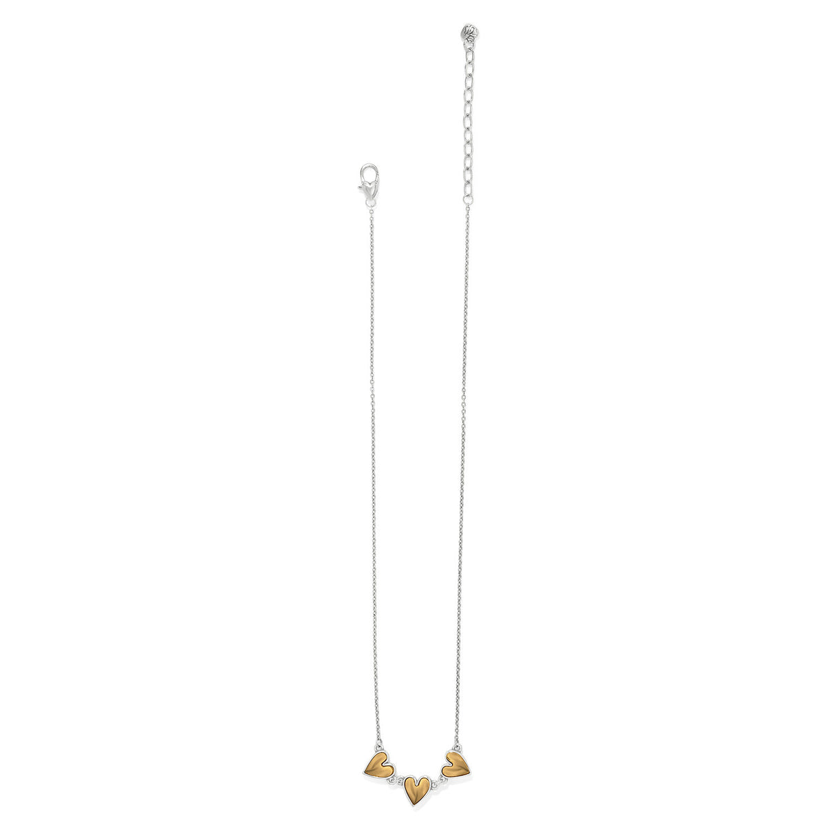 Silver-gold two-tone adjustable mini necklace with a heart-shaped pendant featuring fluid automotive-inspired sculptural design.