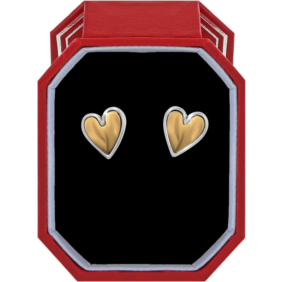 Silver-gold two-tone cascade heart post earrings in an exclusive Brighton gift box.