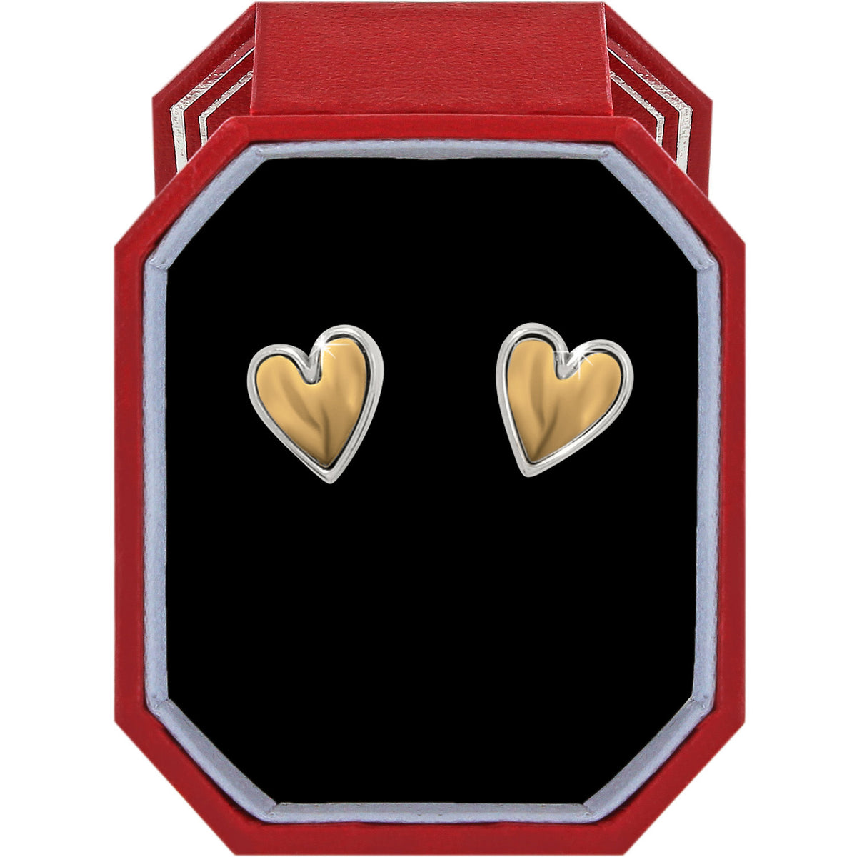 Silver-gold two-tone cascade heart post earrings in an exclusive Brighton gift box.
