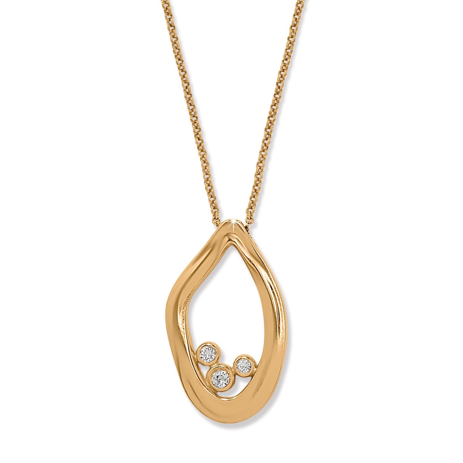 Silver plated Cascade Lumina necklace with adjustable chain and crystal pendant.