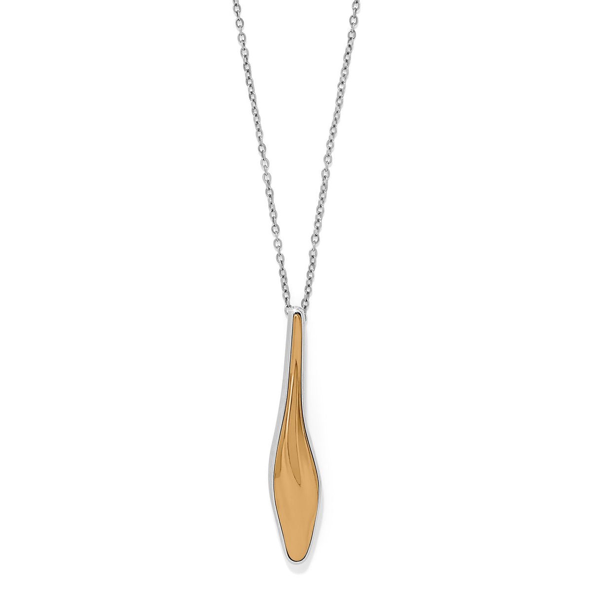 Silver-gold two-tone adjustable drop necklace with lobster claw closure