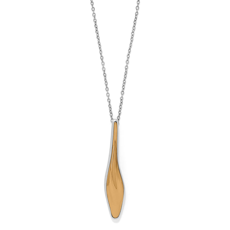 Silver-gold two-tone adjustable drop necklace with lobster claw closure