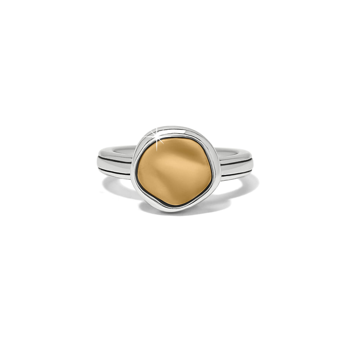 Silver-gold two-tone round ring with a classic chic silhouette.