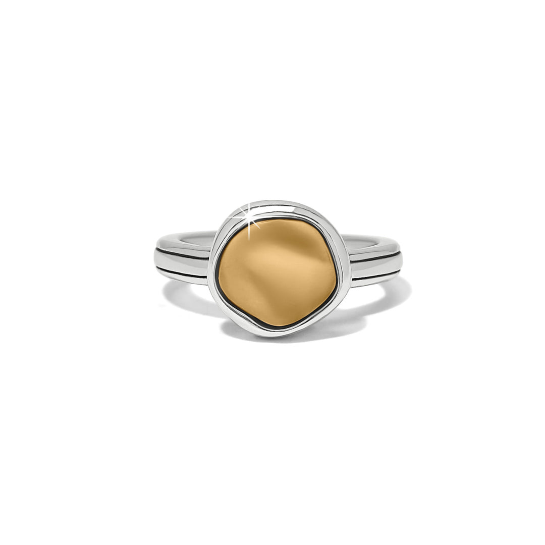 Silver-gold two-tone cascade round ring with a classic chic silhouette.