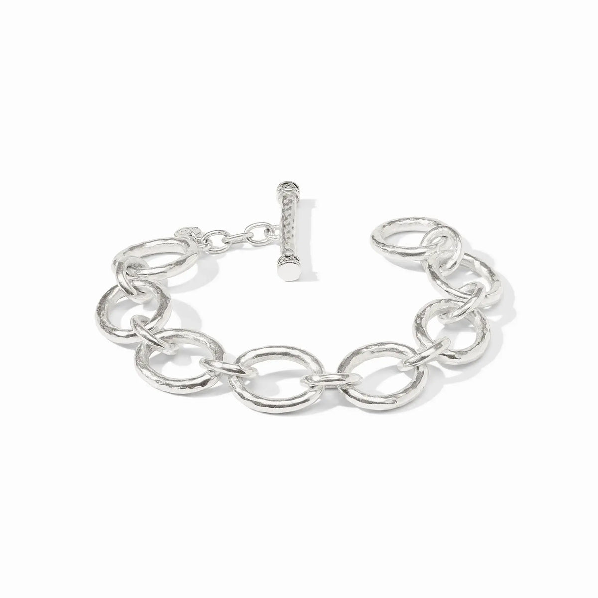 Silver Catalina Demi Link bracelet with hammered texture and toggle closure