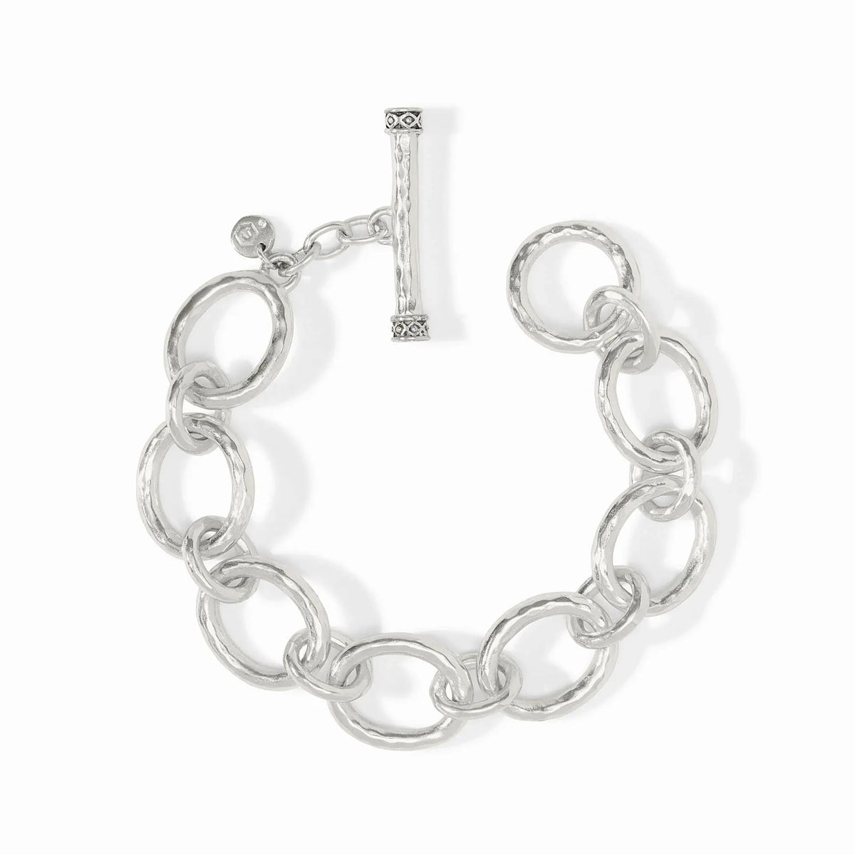 Silver Catalina Demi Link bracelet with hammered texture and toggle closure