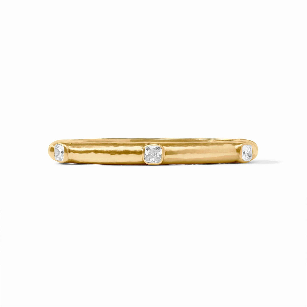 Rose-cut glass bangle with mother-of-pearl doublet in lightly hammered gold plate