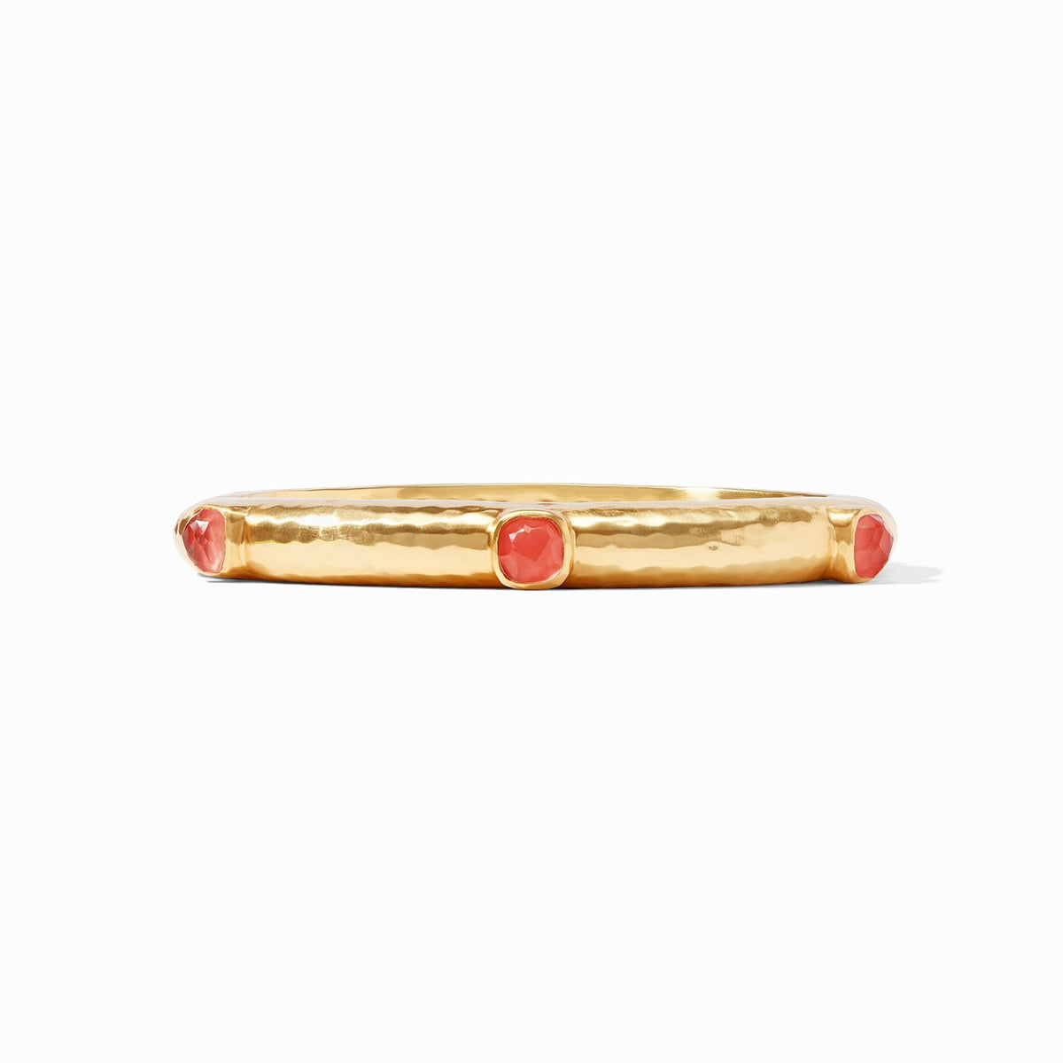Catalina Stone Hinge Bangle in iridescent coral with rose-cut glass and mother-of-pearl accents