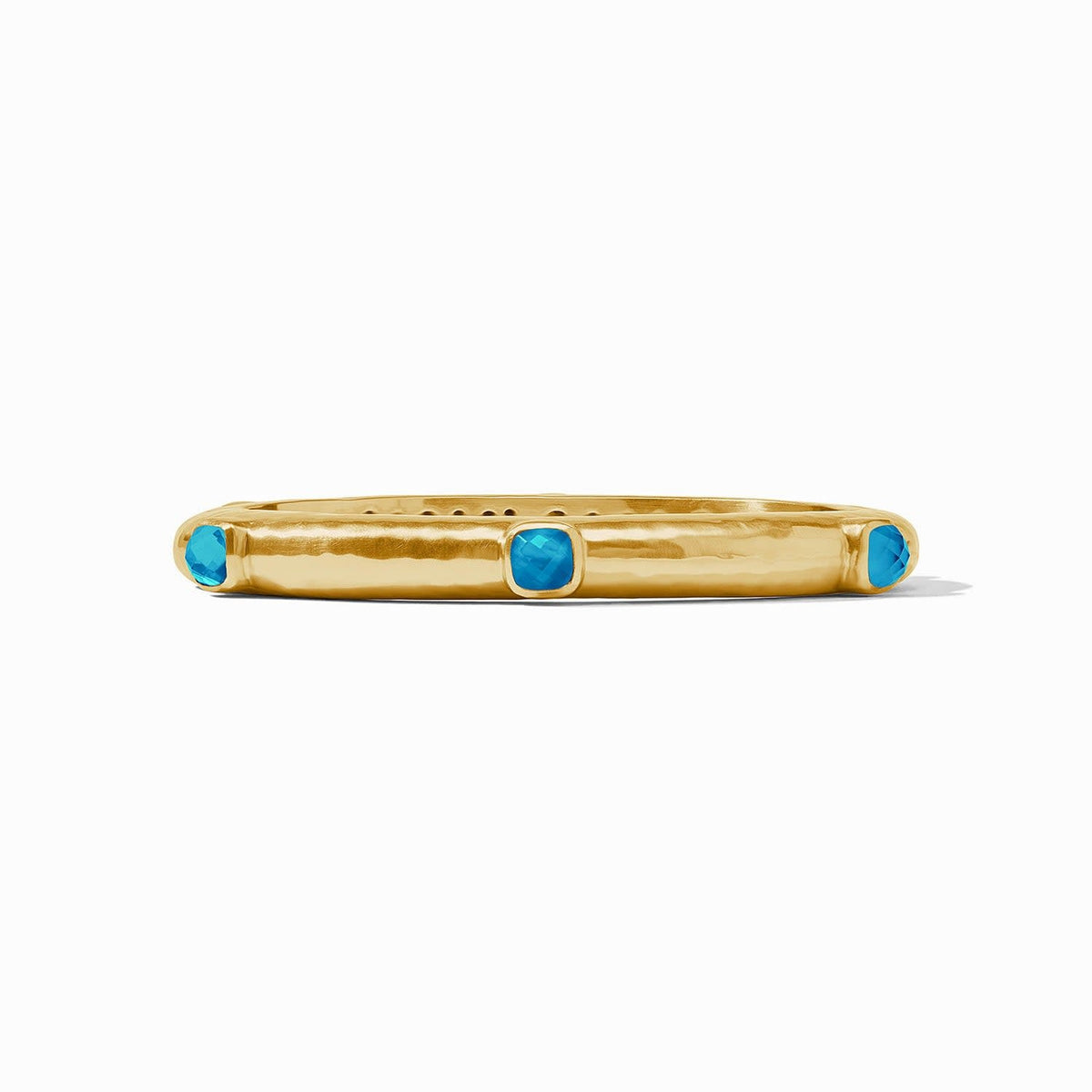 Catalina Stone Hinge Bangle in iridescent London blue with rose-cut glass and mother-of-pearl accents.