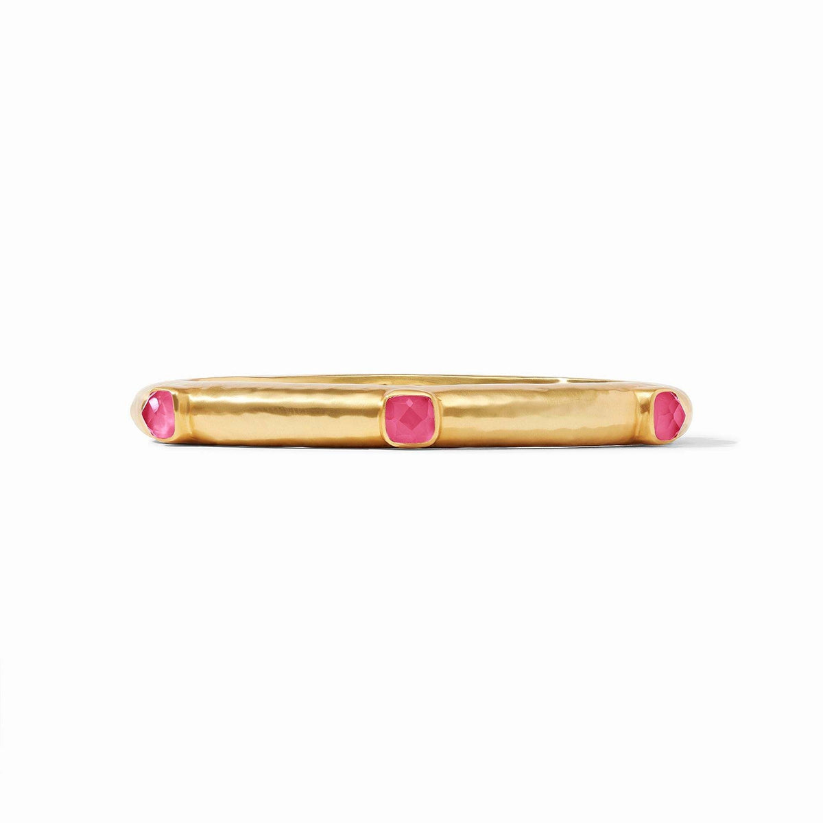 Catalina Stone Hinge Bangle in iridescent raspberry with rose-cut glass and mother-of-pearl accents.