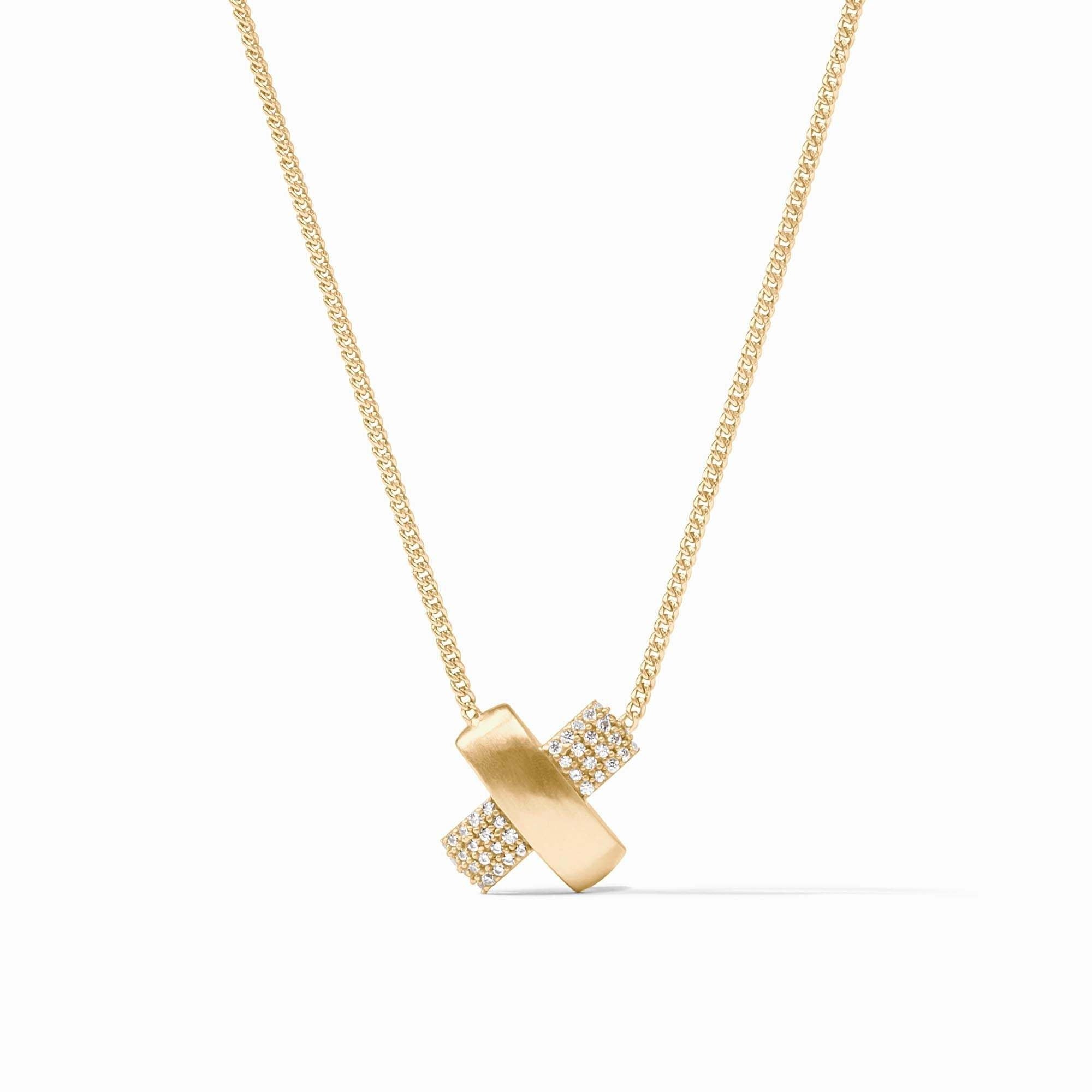 Delicate Catalina necklace with pavé CZ stones in adjustable gold-plated chain.