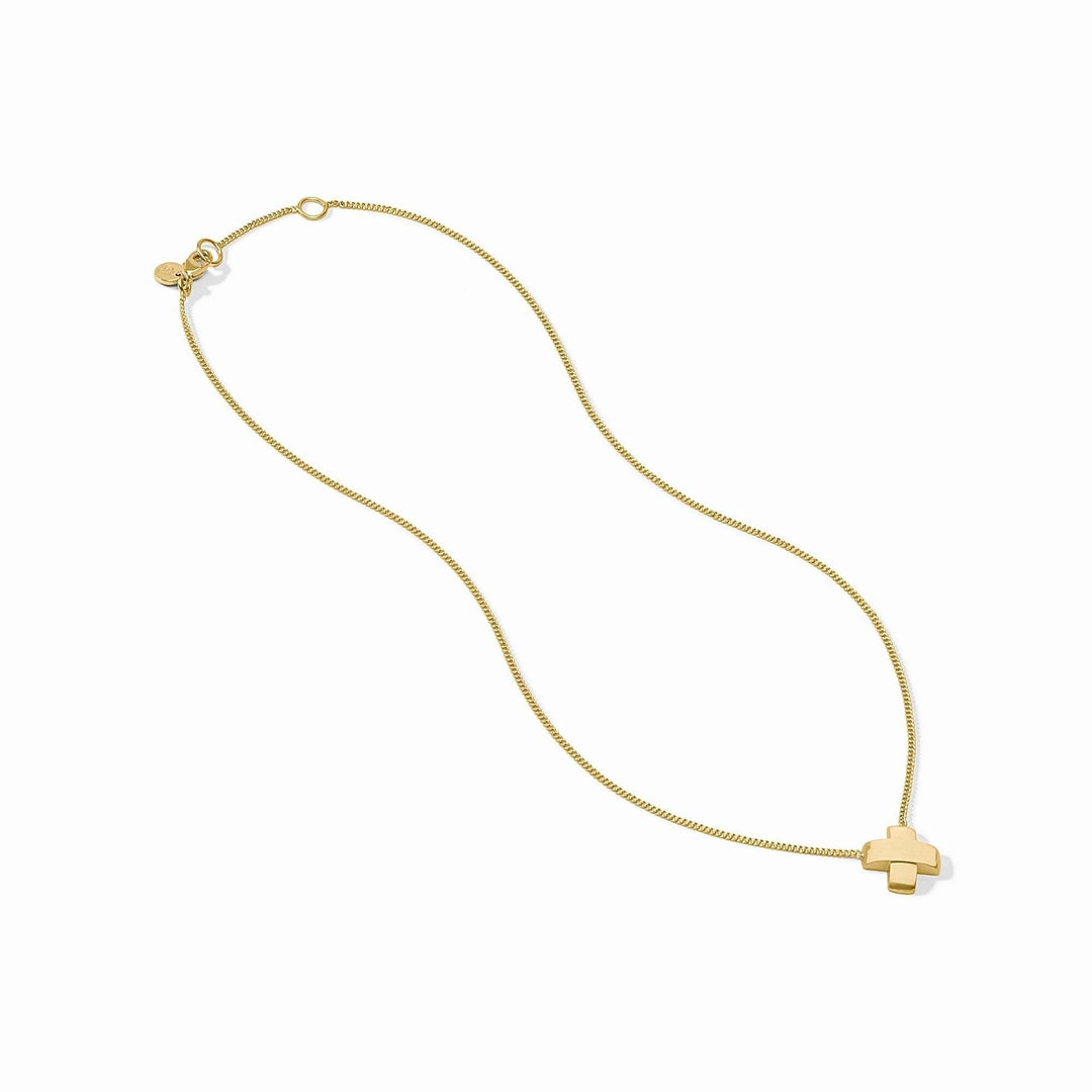 Delicate adjustable necklace with a CZ pavé pendant on 24K gold plate featuring a lobster clasp.