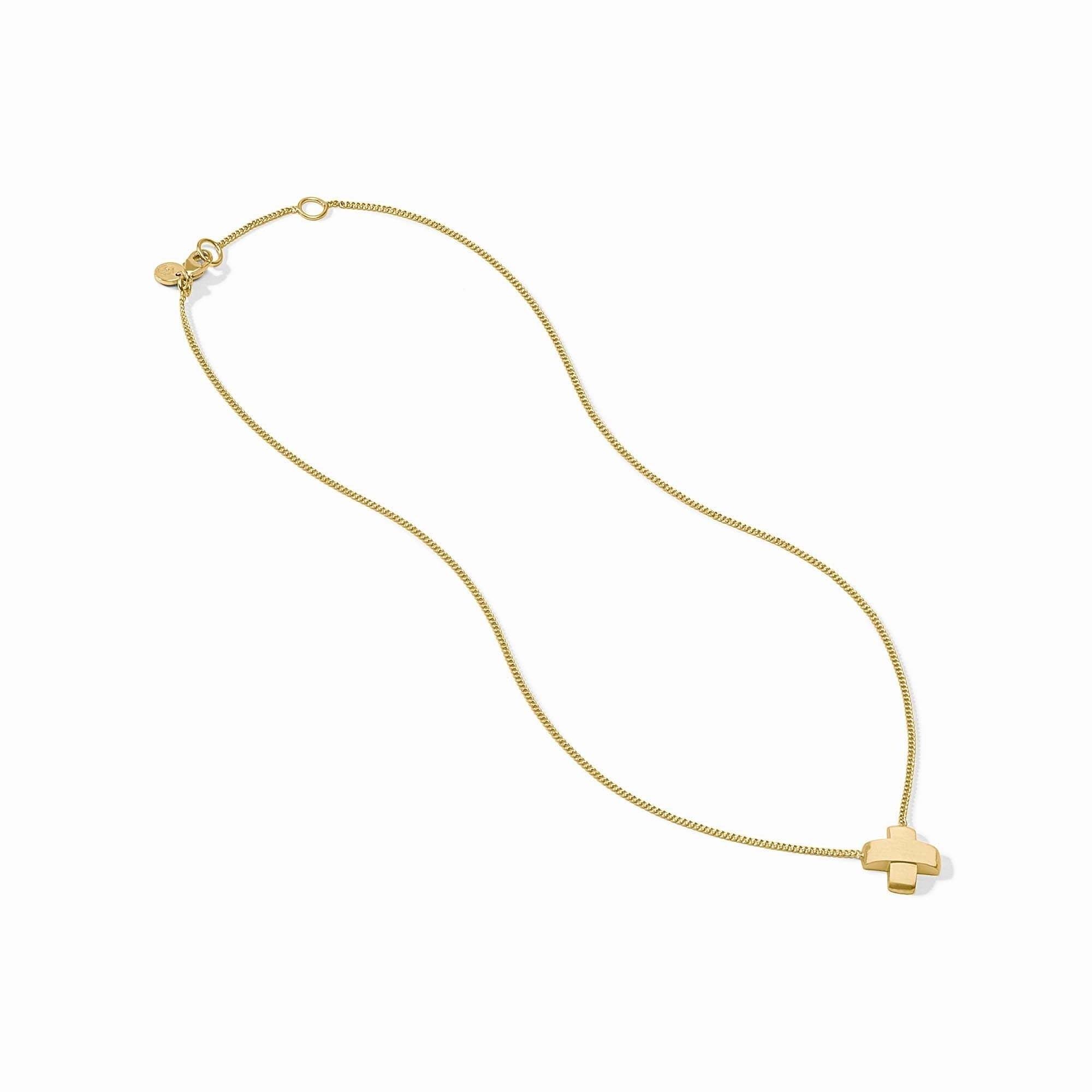 Delicate adjustable necklace with a CZ pavé pendant on 24K gold plate featuring a lobster clasp.
