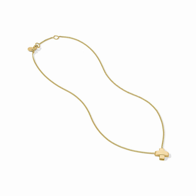 Delicate adjustable necklace with a CZ pavé pendant on 24K gold plate featuring a lobster clasp.