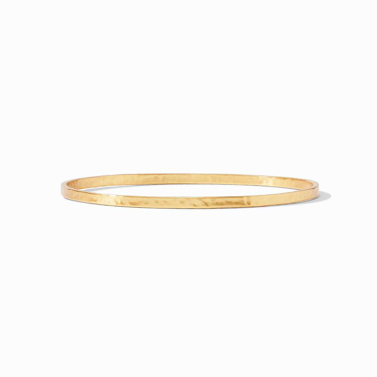 A thin, hammered 24K gold plate Crescent Bangle shown against a white background.