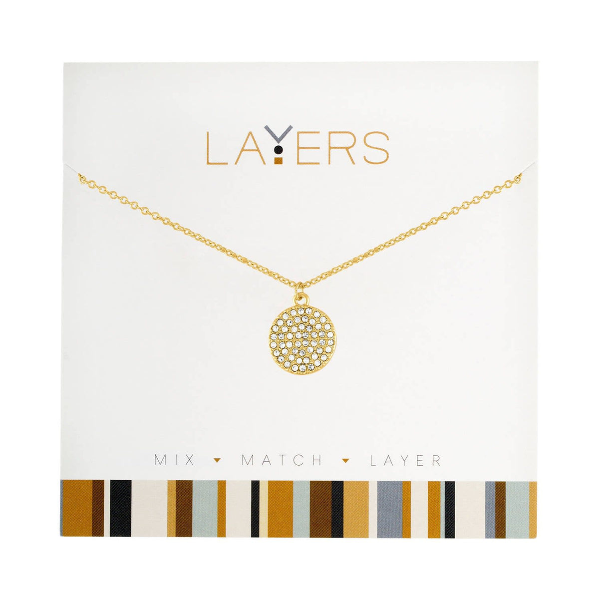 Gold round cubic zirconia layered necklace with hypoallergenic finish