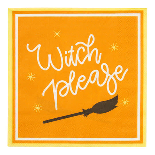 Orange three-ply paper lunch napkins with candy corn cutout shapes.