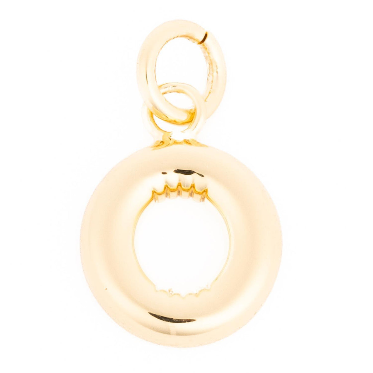 Gold-toned circular Cami Charm with a polished finish and a small attachment ring.