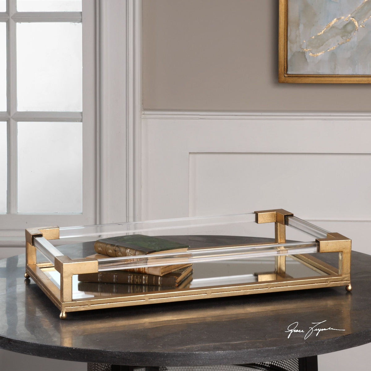 Balkan tray with a natural wood finish, rectangular shape measuring 24 inches wide by 15 inches deep.