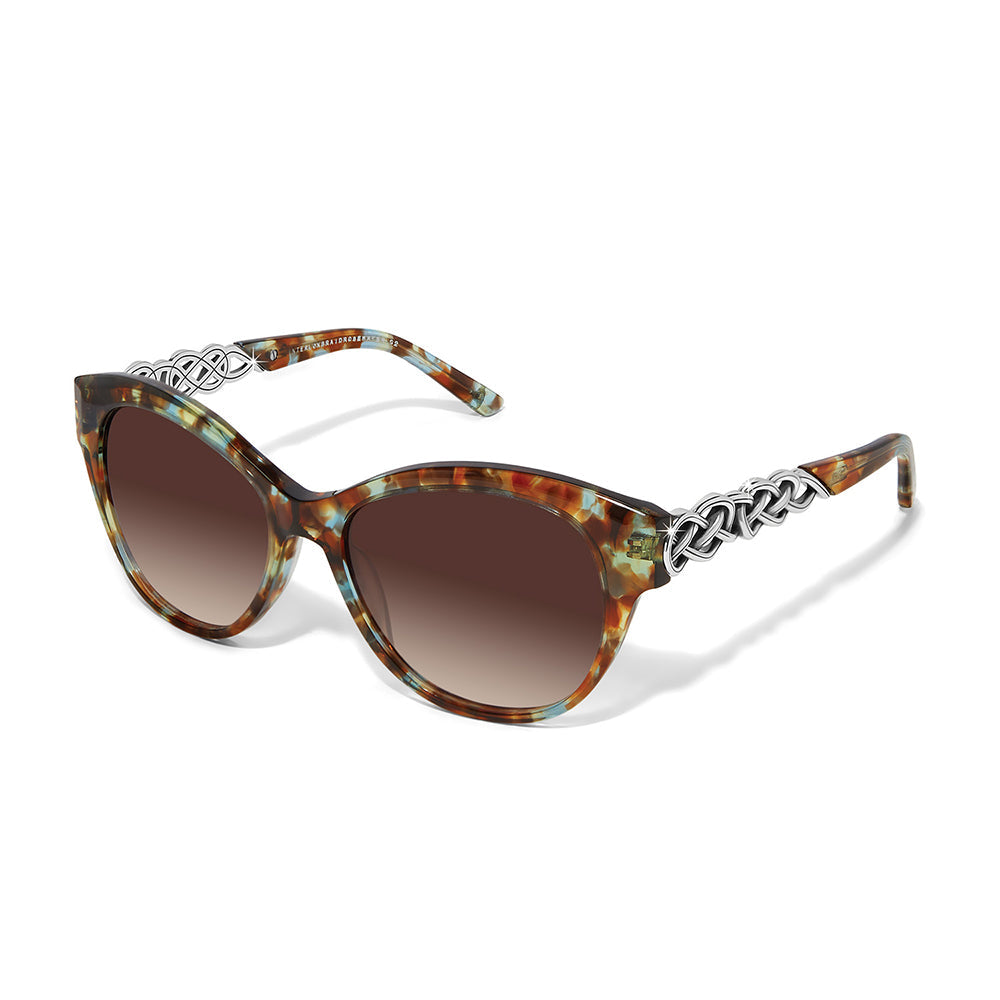 Square blue Havana sunglasses with silver plated accents