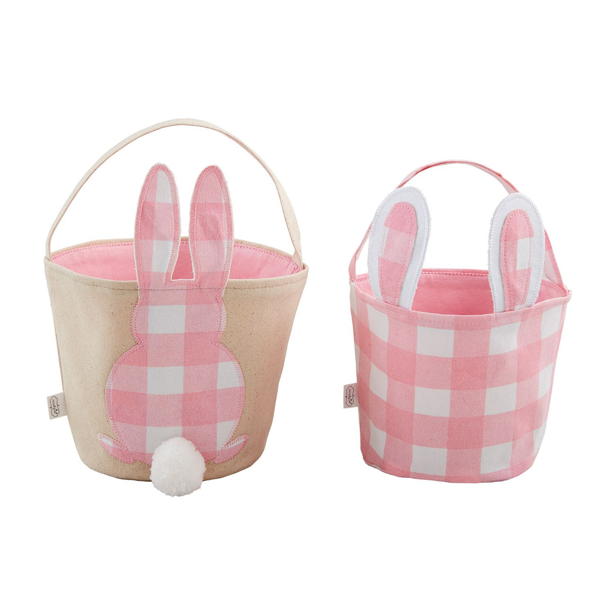 Pink checkered bunny-shaped basket with handles