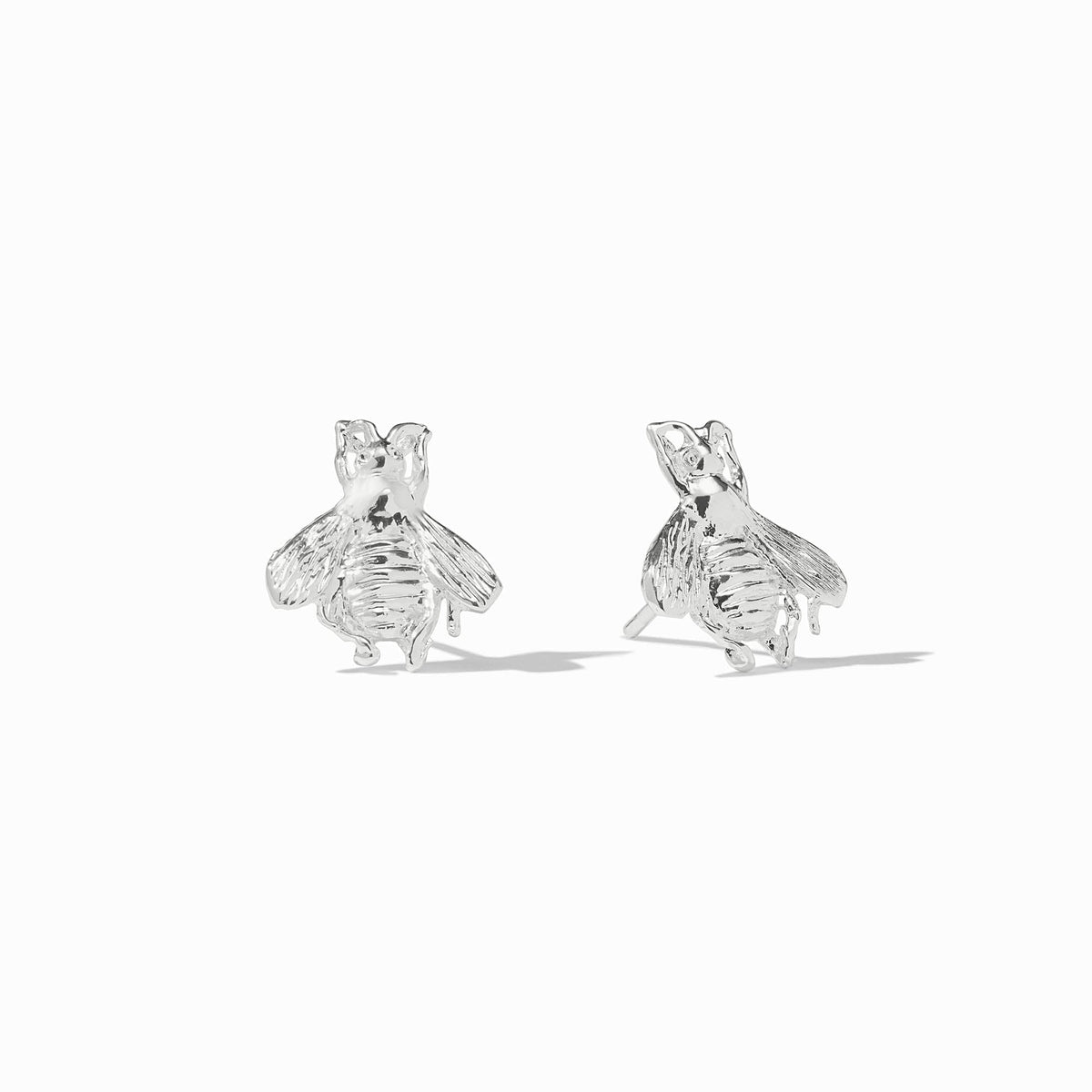 Silver plated bee stud earrings with pierced ear posts