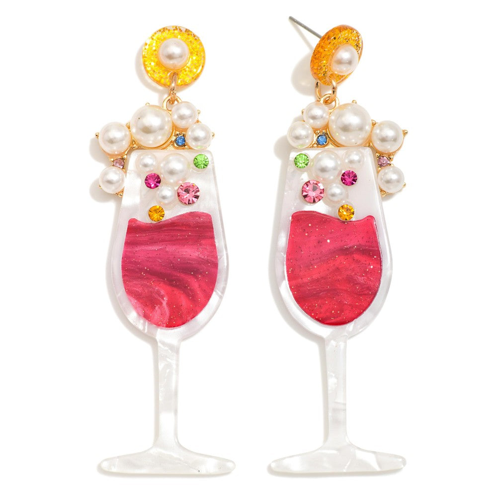 Acetate Champagne Glass Drop Earrings