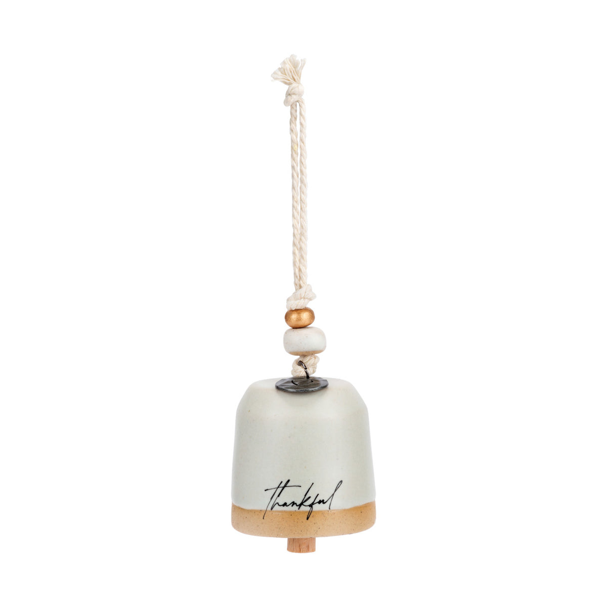 Mini Inspired Bell stoneware candle holder with wood accents