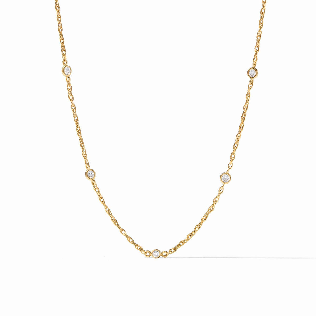 Adjustable gold-plated necklace with delicate cubic zirconia accents