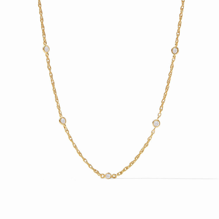 Adjustable gold-plated necklace with delicate cubic zirconia accents