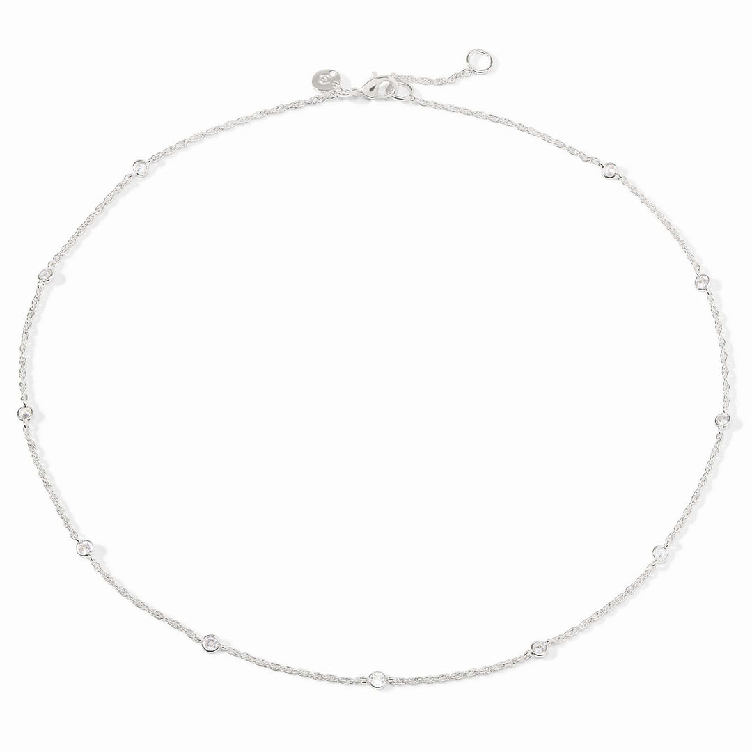 Celeste Delicate Station Necklace Silver Cubic Zirconia