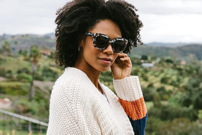 Center Stage Reading Sun sunglasses with polarized lenses in a recycled polycarbonate frame.